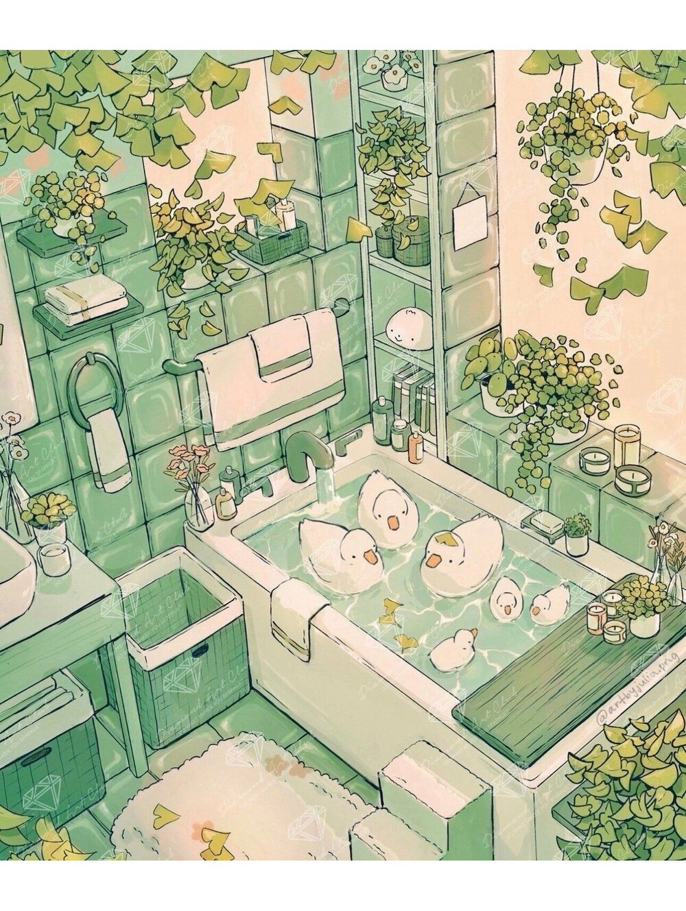 Duck Bath by Art By Julia - Diamond Art Club
